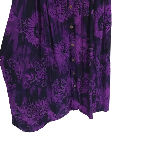 Gone Troppo Skirt Purple Rayon Flowy Travel Tropical Hawaiian Batik Butterfly S - Picture 4 of 11